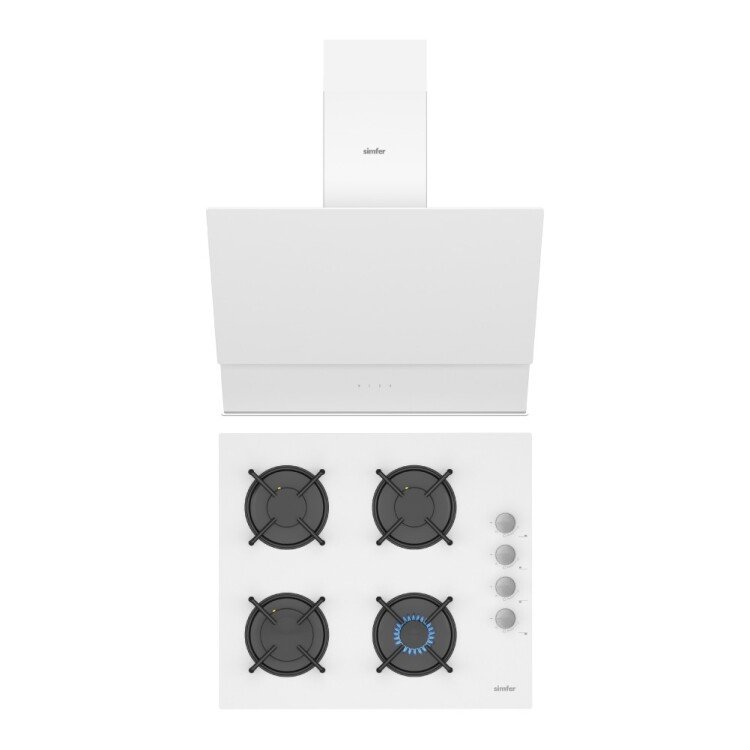 Simfer QS Beyaz 2'li Cam Ankastre Set (3507 Ocak + 8704 Davlumbaz)