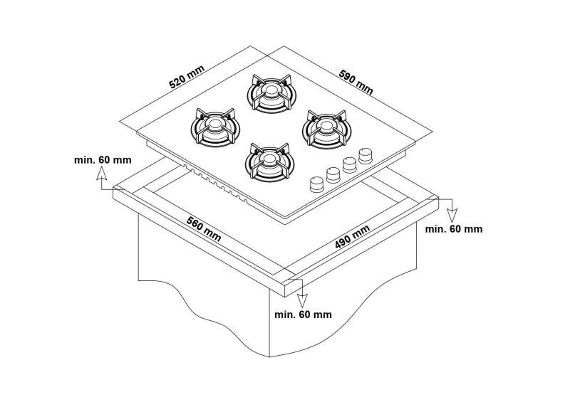Simfer 3019-N Set Üstü İnox Emaye Ocak 4G Doğalgaz