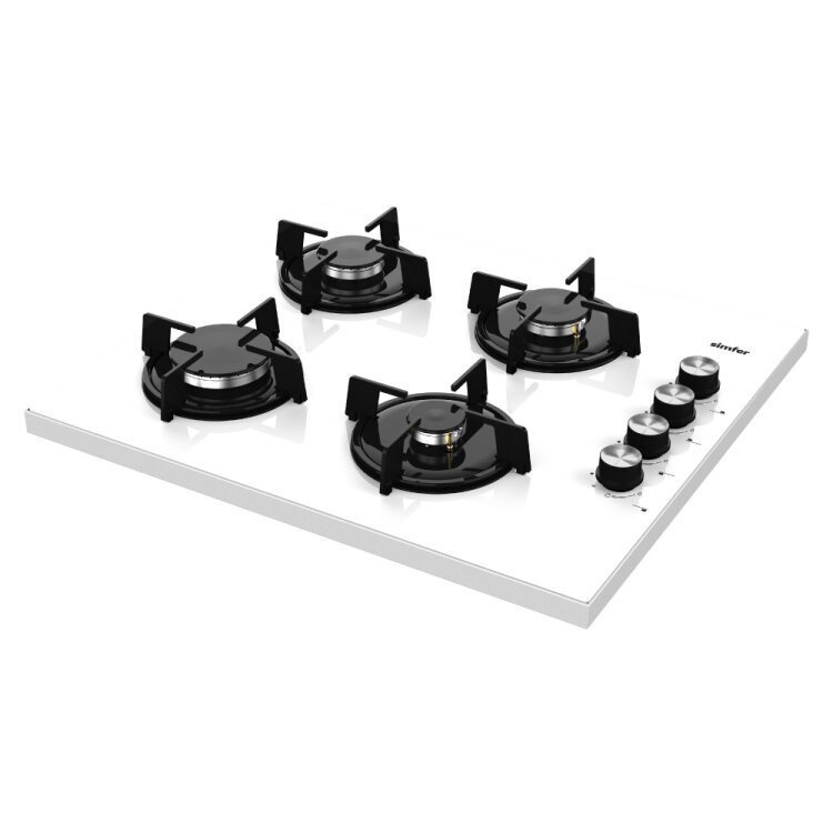 Simfer 3052 Set Üstü Beyaz Cam Ocak 4G Emaye Izgara