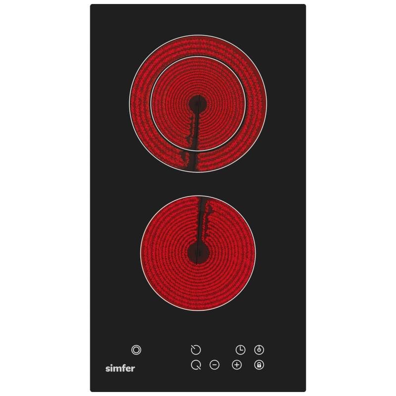 Simfer 3370 Domino Ankastre Vitroseramik Ocak 2E Siyah Cam