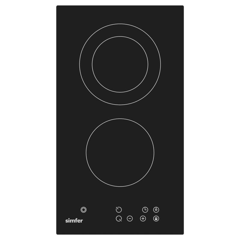 Simfer 3370 Domino Ankastre Vitroseramik Ocak 2E Siyah Cam