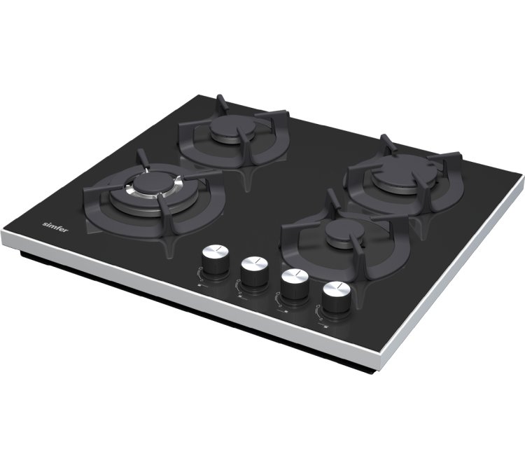 Simfer 3032-N Set Üstü Siyah Cam Ocak 3G+1Wok Döküm Izgara
