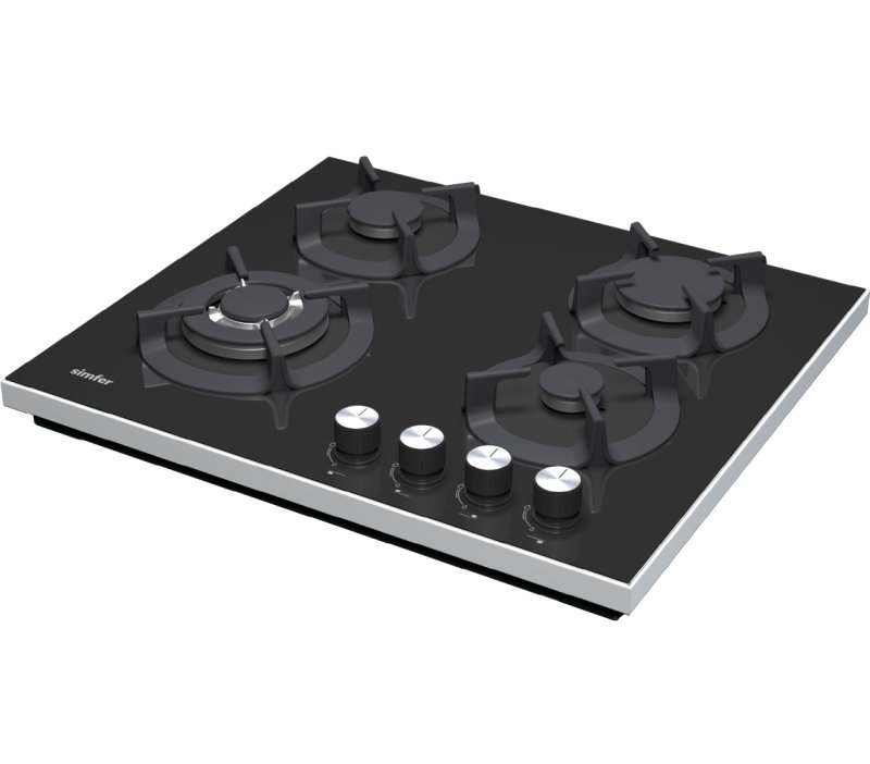 Simfer 3032-N Set Üstü Siyah Cam Ocak 3G+1Wok Döküm Izgara