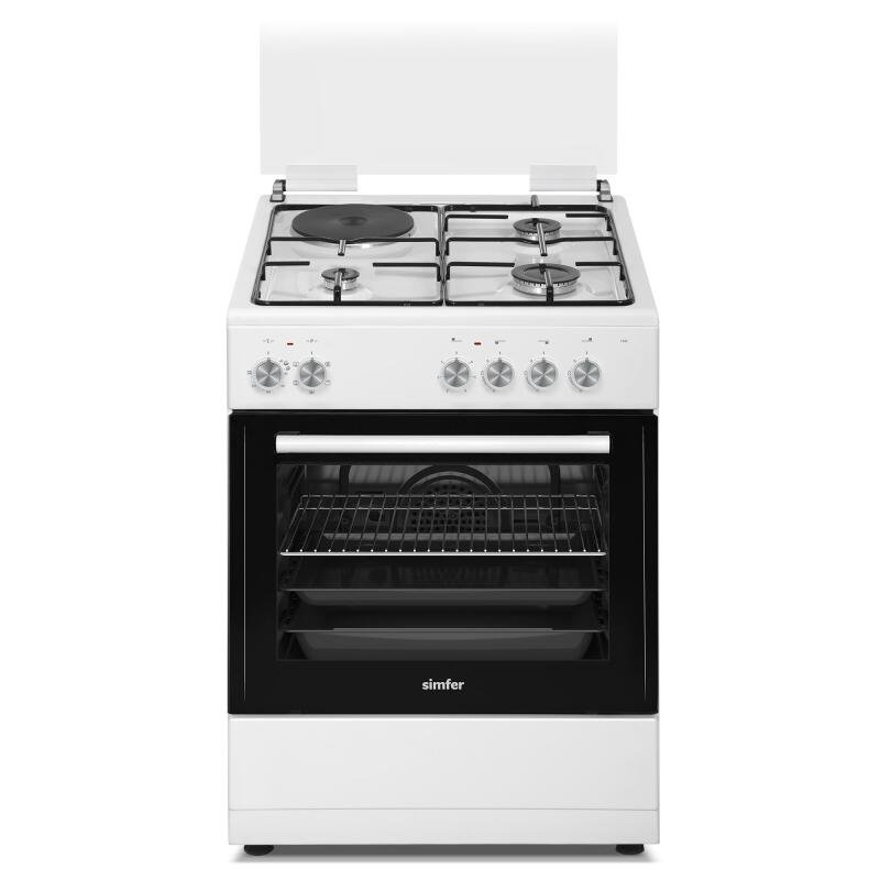 Simfer 1242 Tam Boy Fırın 3G+1E Hotplate Turbo 6 Fonksiyon Beyaz 60x60 cm