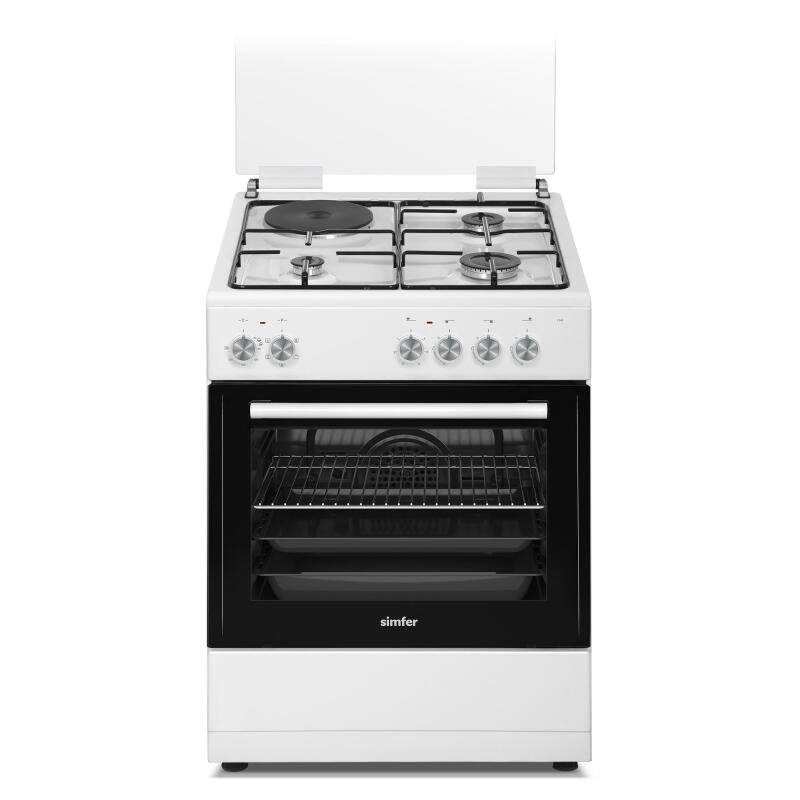 Simfer 1242 Tam Boy Fırın 3G+1E Hotplate Turbo 6 Fonksiyon Beyaz 60x60 cm