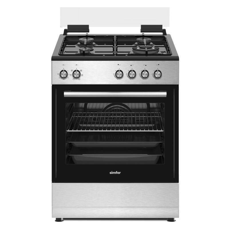 Simfer 1261 Tam Boy Fırın 3G+1Wok Turbo 7 Fonksiyon + Grill Siyah 60x60 cm