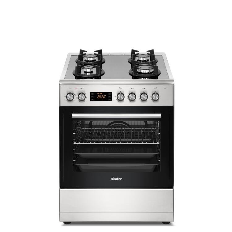 Simfer 1226 Tam Boy Fırın 4G Cam Yüzey Turbo 7 Fonksiyon + Grill Inox 60x60 cm