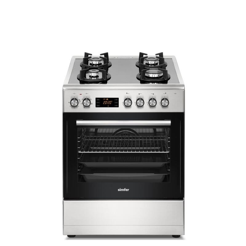 Simfer 1226 Tam Boy Fırın 4G Cam Yüzey Turbo 7 Fonksiyon + Grill Inox 60x60 cm