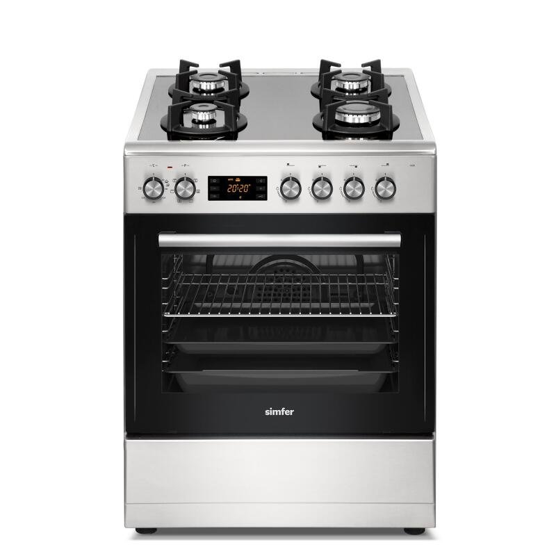 Simfer 1226 Tam Boy Fırın 4G Cam Yüzey Turbo 7 Fonksiyon + Grill Inox 60x60 cm