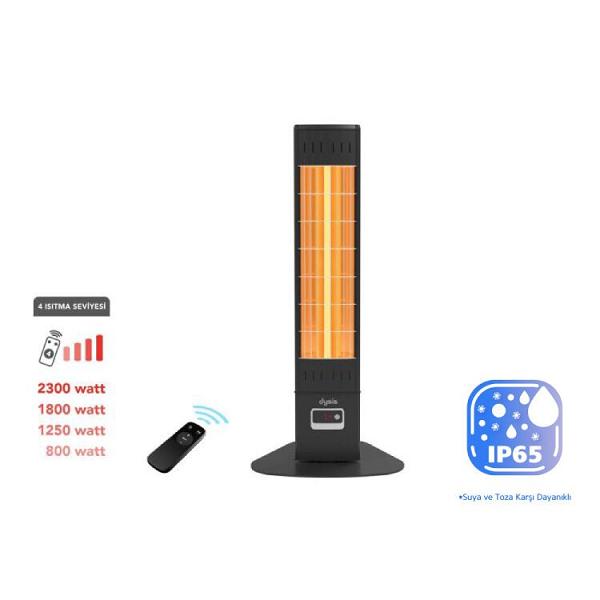 Dysis Single X Karbon Serisi IP65 2300W Siyah Uzaktan Kumandalı İç/Dış Mekan Isıtıcı DH-7413