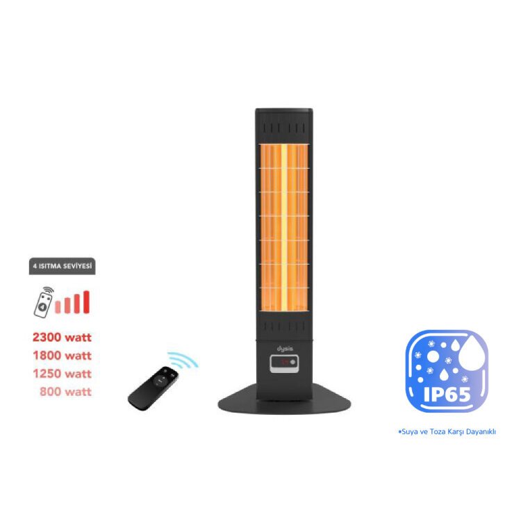Dysis Single X Karbon Serisi IP65 2300W Siyah Uzaktan Kumandalı İç/Dış Mekan Isıtıcı DH-7413