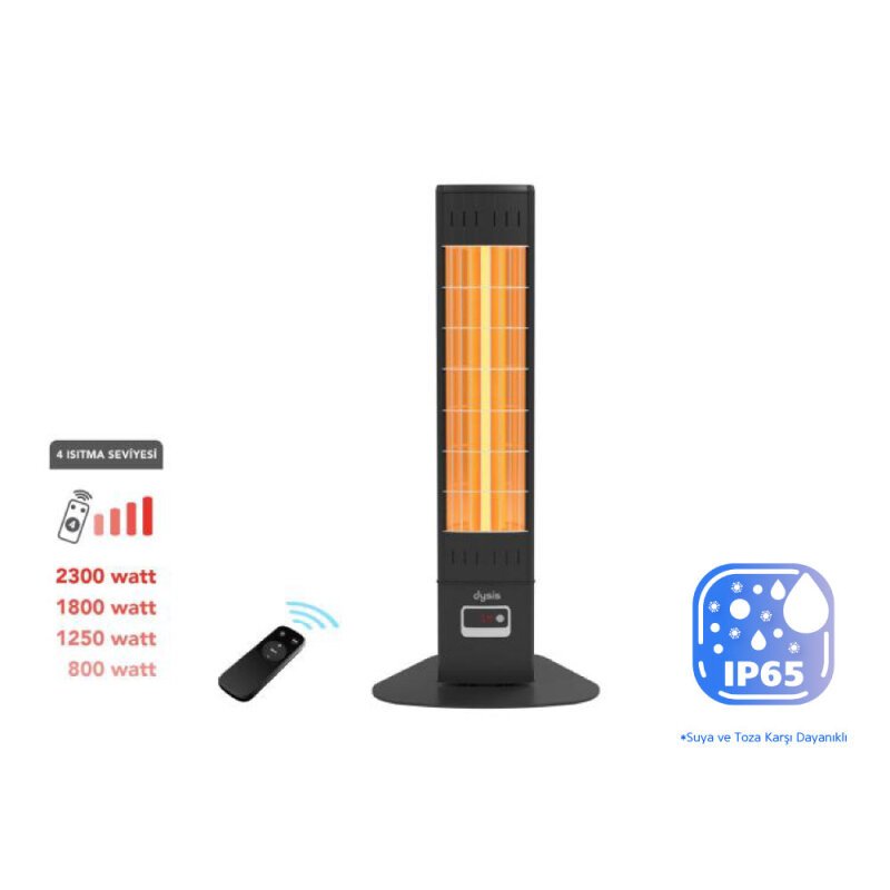 Dysis Single X Karbon Serisi IP65 2300W Siyah Uzaktan Kumandalı İç/Dış Mekan Isıtıcı DH-7413
