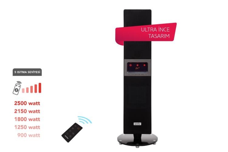 Simfer Single X Karbon Serisi IP65 Siyah 2300W Uzaktan Kumandalı İç/Dış Mekan Isıtıcı