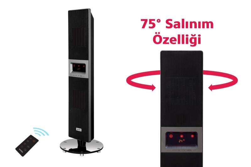 Simfer Single X Karbon Serisi IP65 Siyah 2300W Uzaktan Kumandalı İç/Dış Mekan Isıtıcı