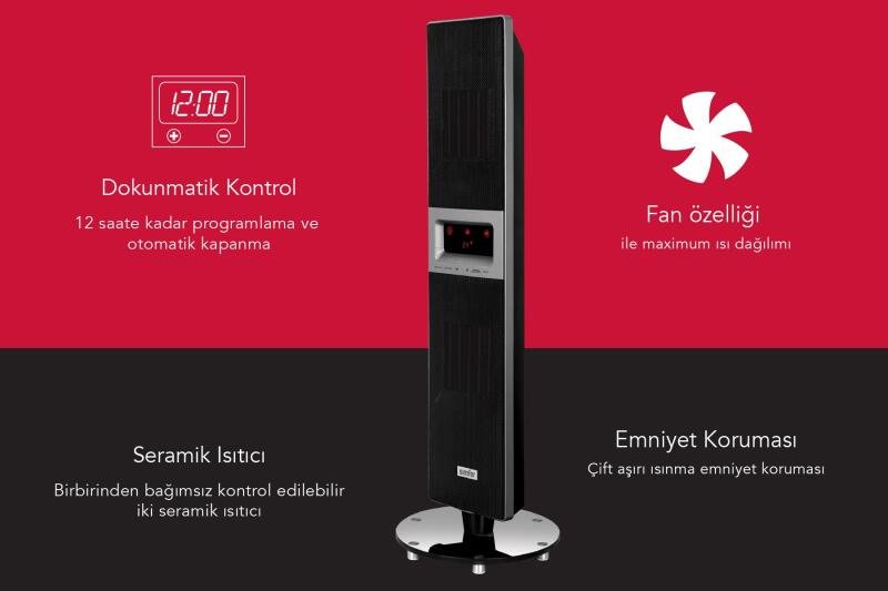 Simfer Single X Karbon Serisi IP65 Siyah 2300W Uzaktan Kumandalı İç/Dış Mekan Isıtıcı