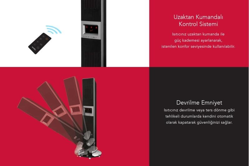 Simfer Single X Karbon Serisi IP65 Siyah 2300W Uzaktan Kumandalı İç/Dış Mekan Isıtıcı