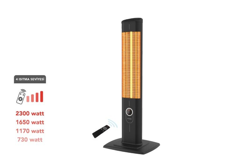 ICQN Craft Serisi IC2300 IP65 2300W Siyah Uzaktan Kumandalı İç/Dış Mekan Isıtıcı