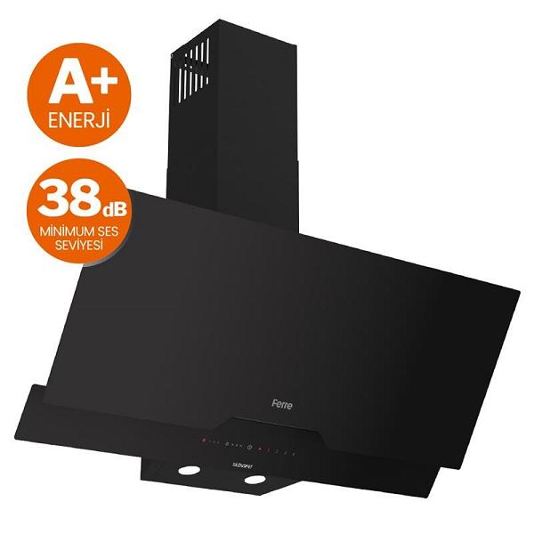 Ferre D067-SA Siyah SilentArt 90cm Girintili Ankastre Davlumbaz
