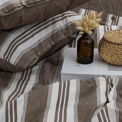 Schafer Home Clasy İpliği Boyalı ÇK Nevresim Takımı 4 Parça-Kahverengi