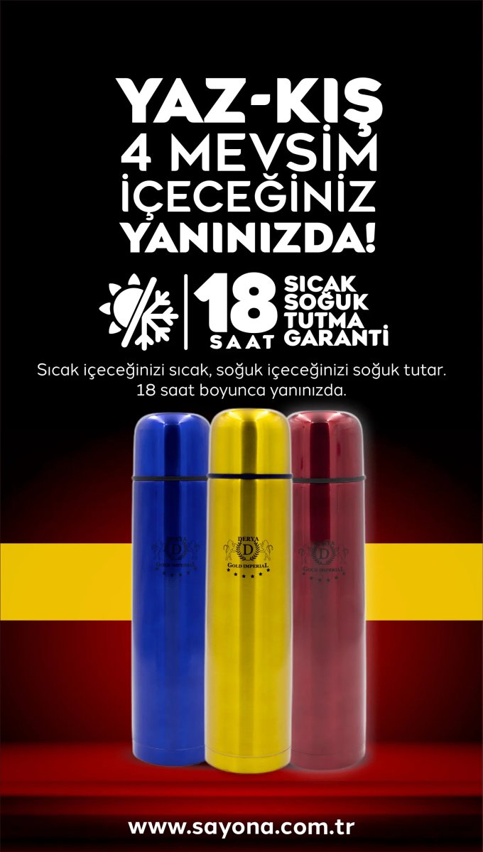 Sayona 0.5L Paslanmaz Çelik Termos Kırmızı