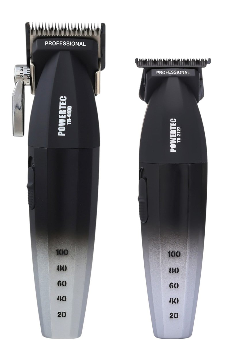 Powertec TR-4100 & TR-2727 Profesyonel Tıraş Makinesi 2'li Set | Erkek Bakım Seti (Makas Hediyeli)