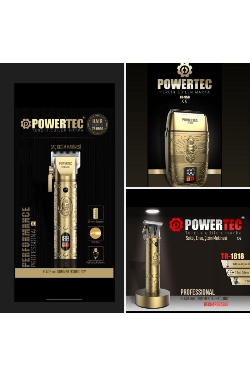 Powertec Profesyonel 3'lü Set Erkek Bakım Kiti