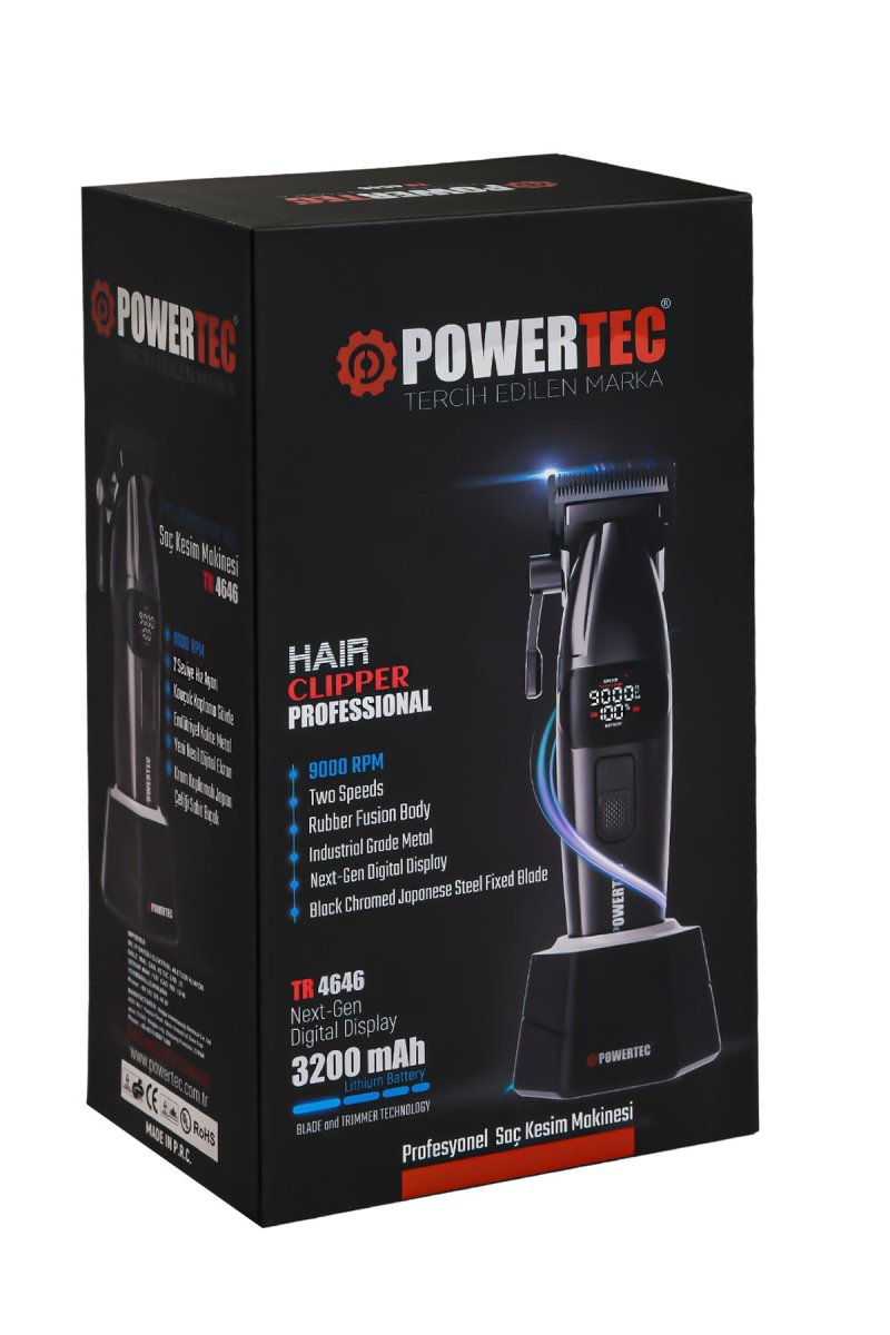 Powertec TR-4646 & TR-2626 Profesyonel Tıraş Makinesi 2'li Set | Erkek Bakım Seti