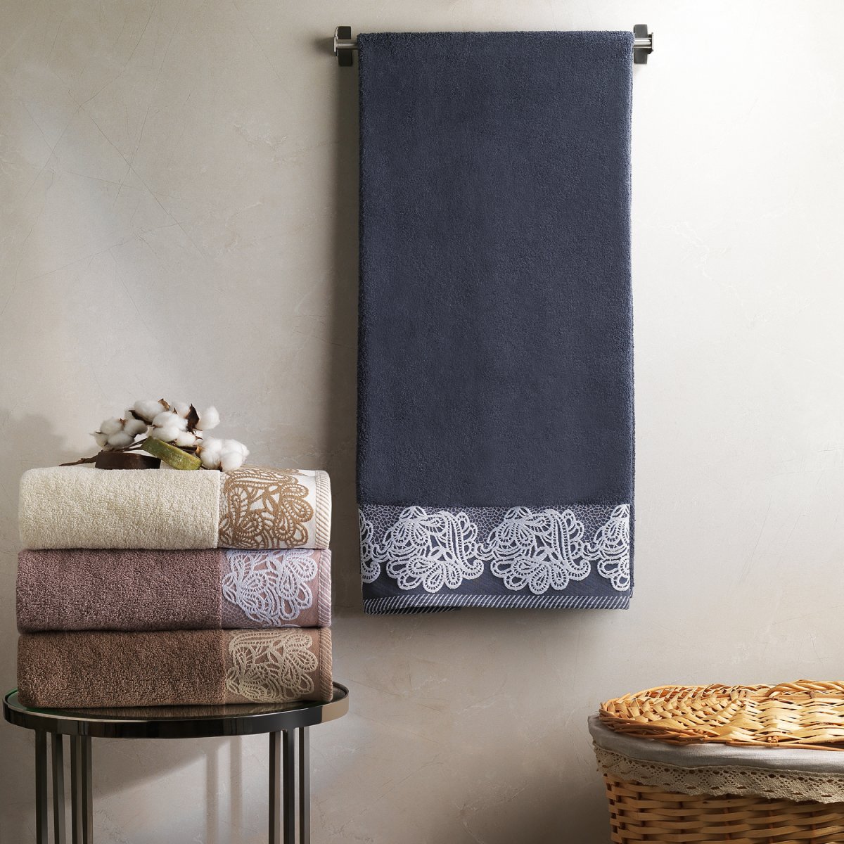 Schafer Home Lace Havlu 70x140 cm 1 Parça-Orta Gri