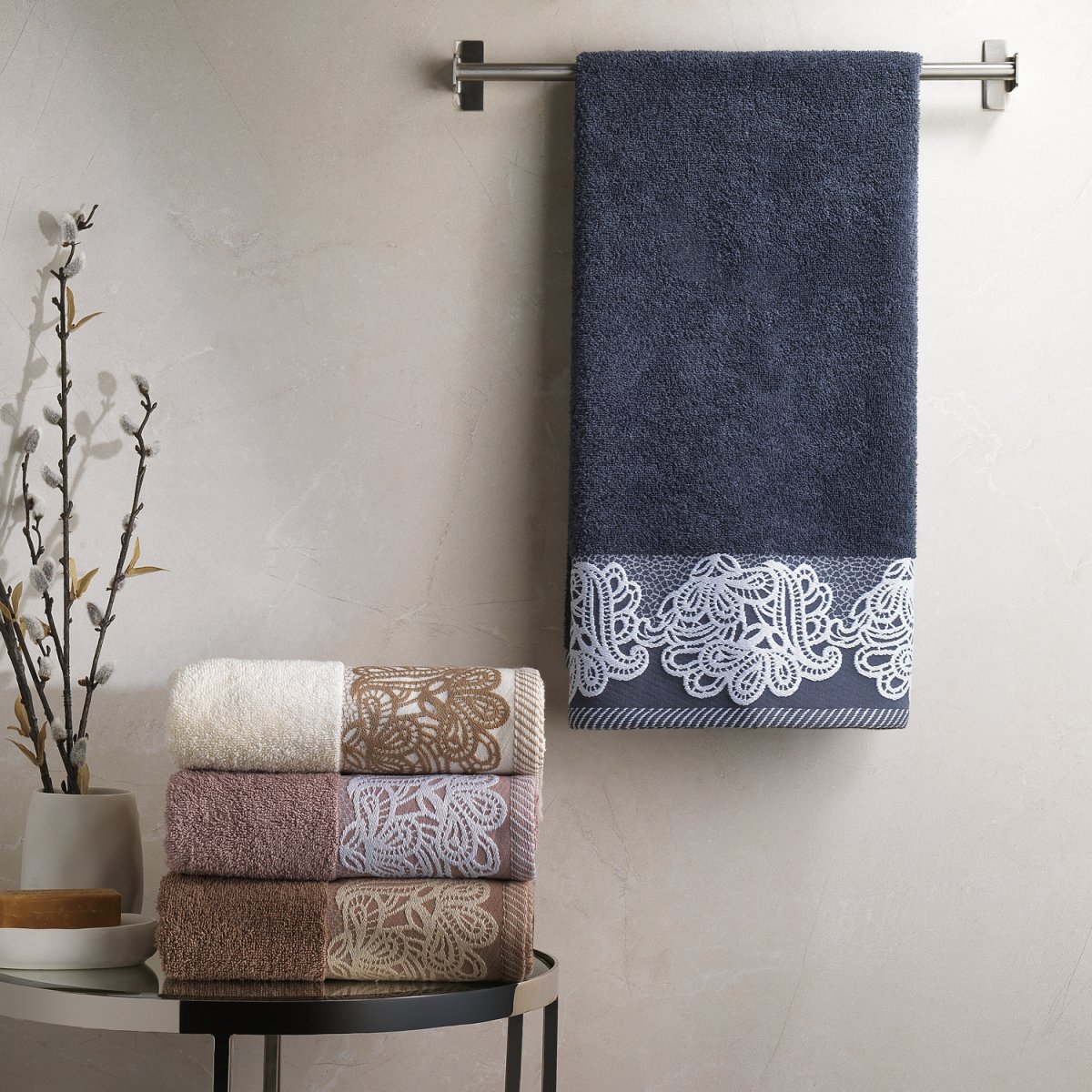 Schafer Home Lace Havlu 50x90 cm 1 Parça-Orta Gri