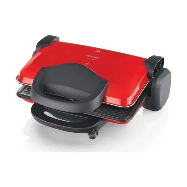 Arzum AR2007 Sultane 1800W 4 Dilim Kapasiteli Izgara ve Tost Makinesi, 180° Açılır Gövde, Kırmızı