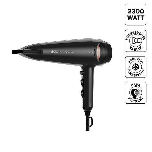 Arzum AR5134 Hairstar Neo Saç Kurutma Makinesi 2300 W,  Soğuk Hava Fonksiyonu, Siyah