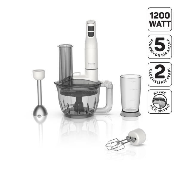 Arzum AR1187 Soprano Max Neo Multi Blender Seti 5 Fonksiyonlu 1200W, Beyaz