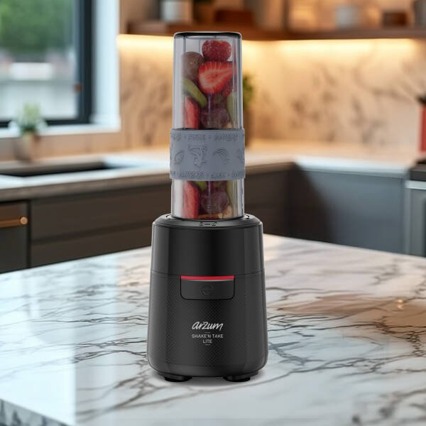 Arzum AR1191 Shake'N Take Lite Kişisel Blender 550W, 550 ml Taşınabilir Şişe, Buz Kırma Özellikli, Siyah