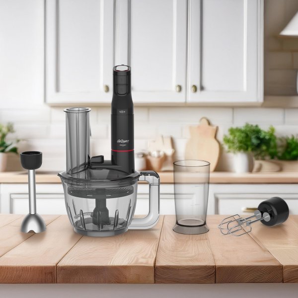 Arzum AR1149 Proart Multi Blender Seti 1200W, 5 Fonksiyonlu Doğrayıcı ve Rendeleme, Siyah