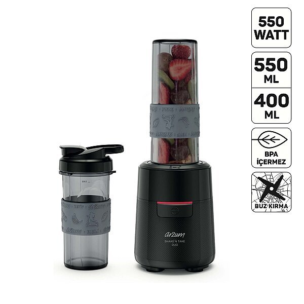 Arzum AR1192 Shake'N Take Duo Kişisel Blender, Siyah
