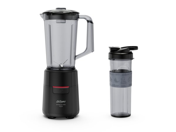 Arzum AR1193 Shake'N Take Megamix Sürahi Blender 550W, 1L Sürahi, 550 ml Taşınabilir Şişe, Siyah