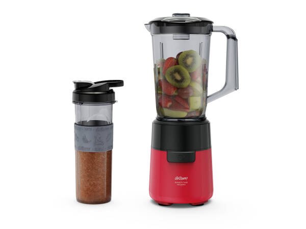 Arzum AR1196 Shake'N Take Megamix Sürahi Blender 550W, 1L Sürahi, 550 ml Taşınabilir Şişe, Kırmızı