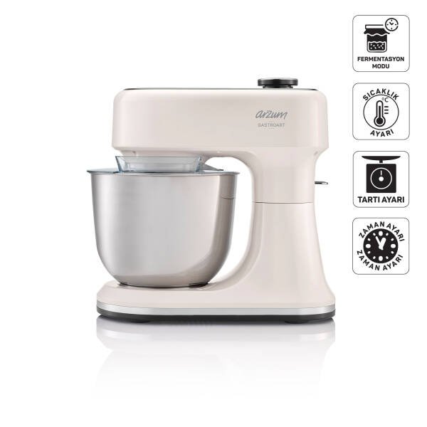 Arzum AR1190 Gastroart Stand Mikser 1500W, 12 Hız Ayarı, Dahili Tartı ve Fermentasyon Özelliği, Krem