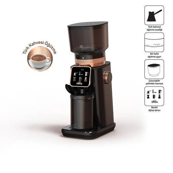 Arzum OK0044 Master Grind Kahve Öğütücü, 60 Öğütme Ayarlı, Dijital Ekranlı, Bakır