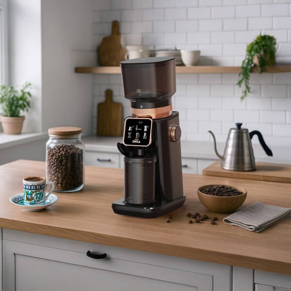 Arzum OK0044 Master Grind Kahve Öğütücü, 60 Öğütme Ayarlı, Dijital Ekranlı, Bakır