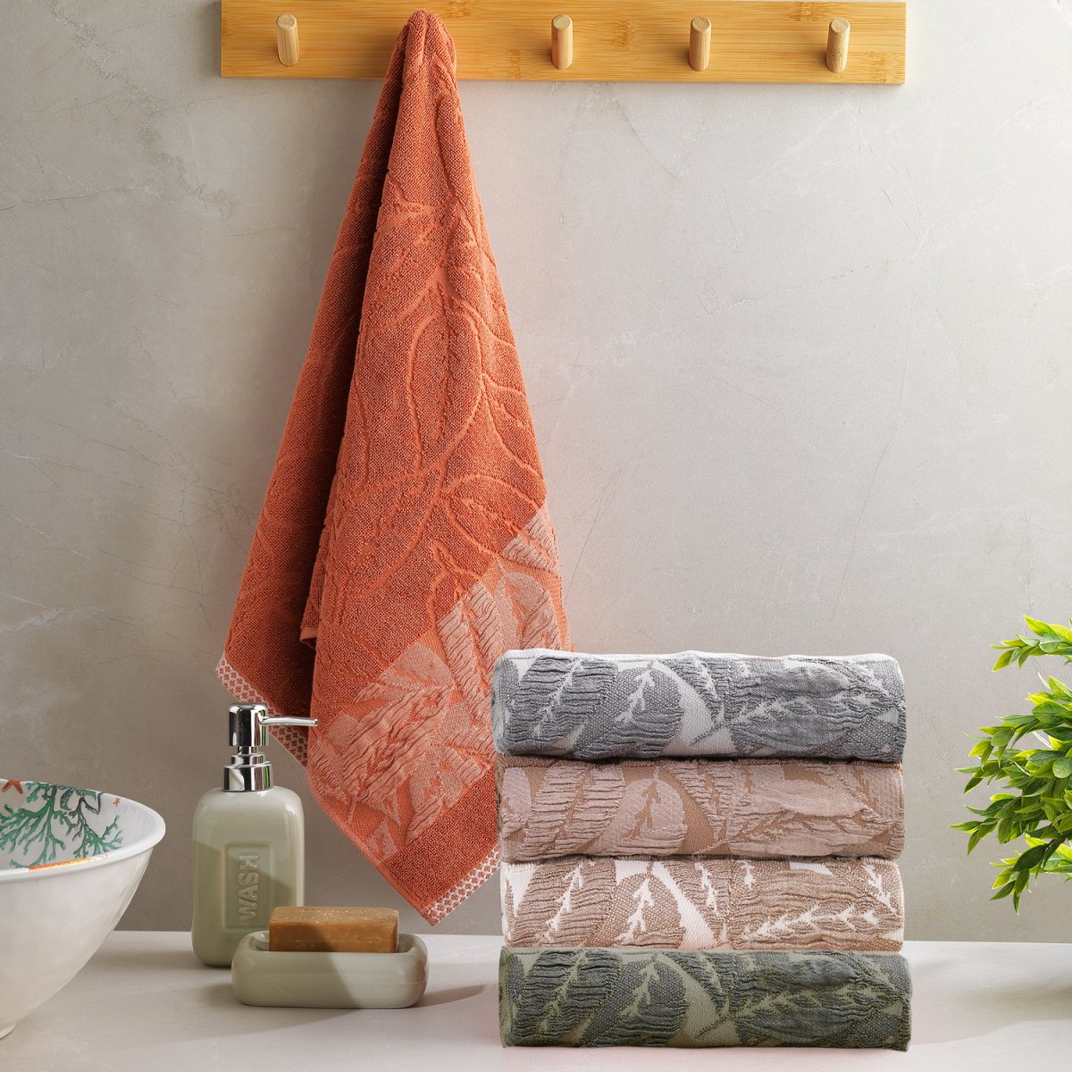 Schafer Home Adore Jakarlı Havlu 70x140 Cm 1 Parça-Kiremit