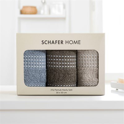 Schafer Home Liva 3 Lü Havlu Seti 30x50 Cm-Asorti02