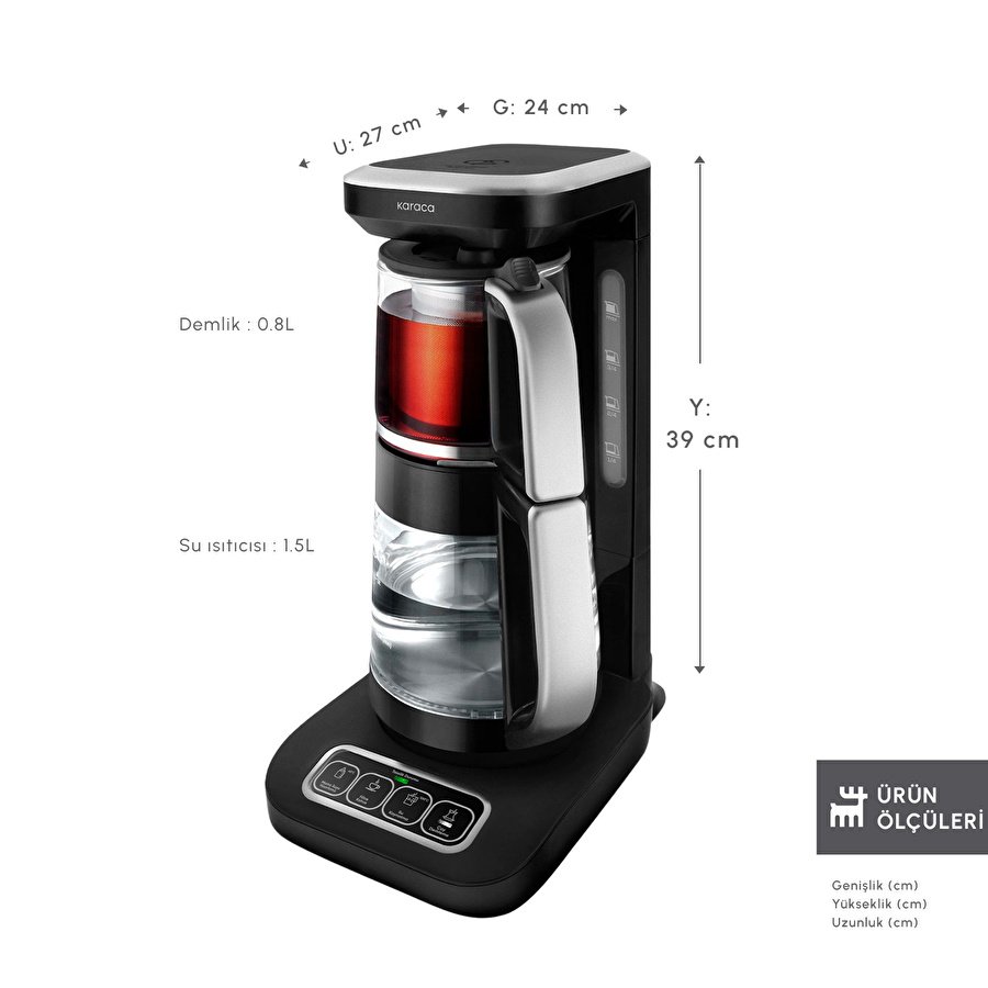 Karaca Çaysever Robotea Pro Connect 4 in 1 Cam Çay Makinesi Silver