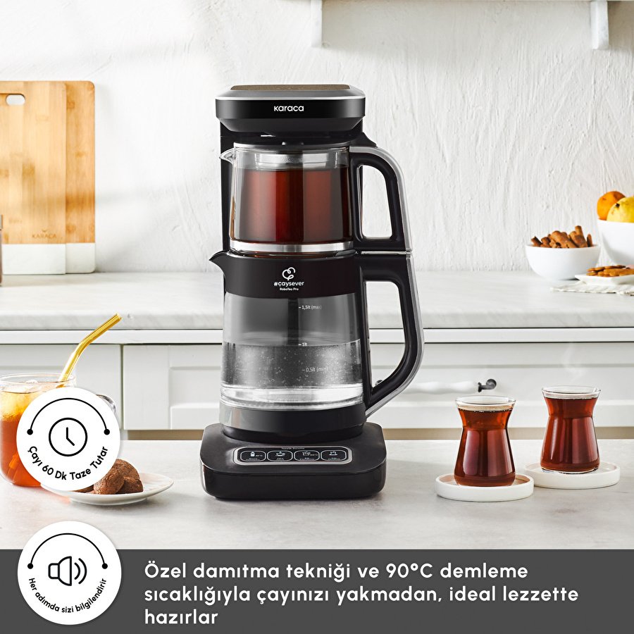 Karaca Çaysever Robotea Pro Connect 4 in 1 Cam Çay Makinesi Silver