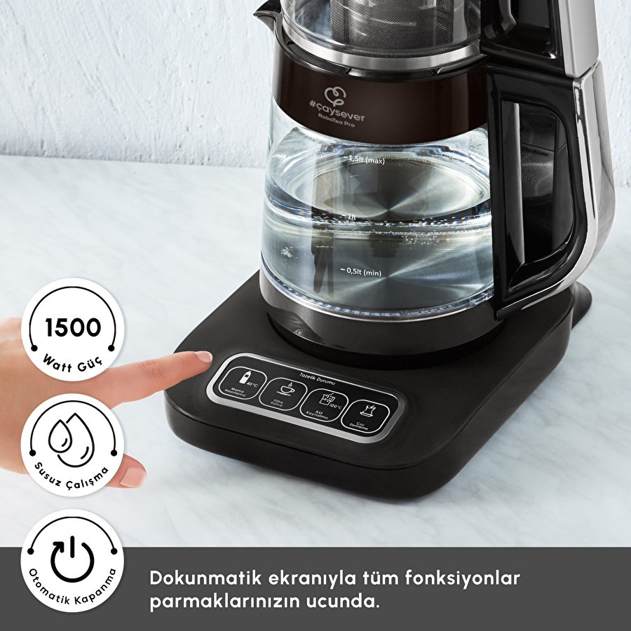 Karaca Çaysever Robotea Pro Connect 4 in 1 Cam Çay Makinesi Silver