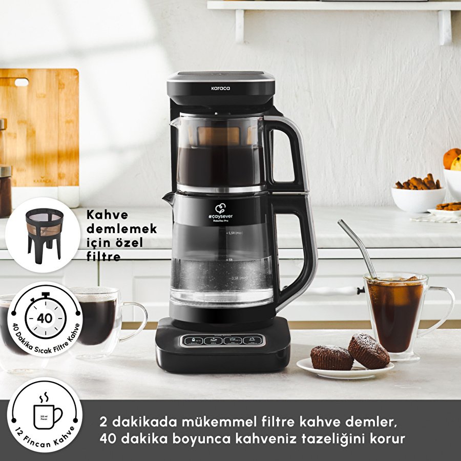 Karaca Çaysever Robotea Pro Connect 4 in 1 Cam Çay Makinesi Silver