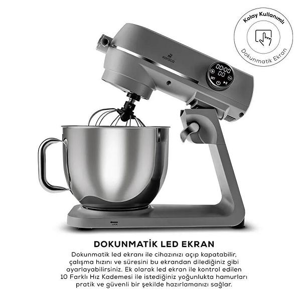 Karaca Multichef Artisan Digital Ekran Döküm Stand Mikser Antrasit 1800W 7L