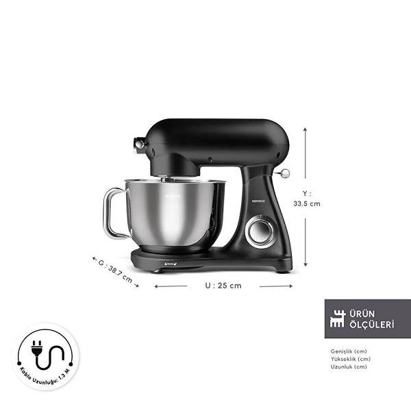 Karaca Powercast Chef Döküm Hamur Yoğurma Makinesi  Matte Black 1800W 6,2L