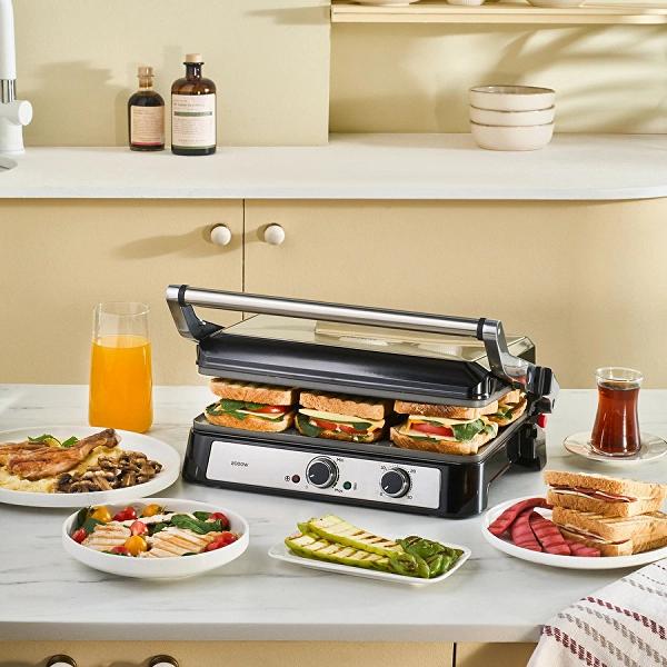 Emsan Toastmate 6 Dilim Kapasiteli Zaman Ayarlı Döküm Plakalı Izgara ve Tost Makinesi Inox 2000W