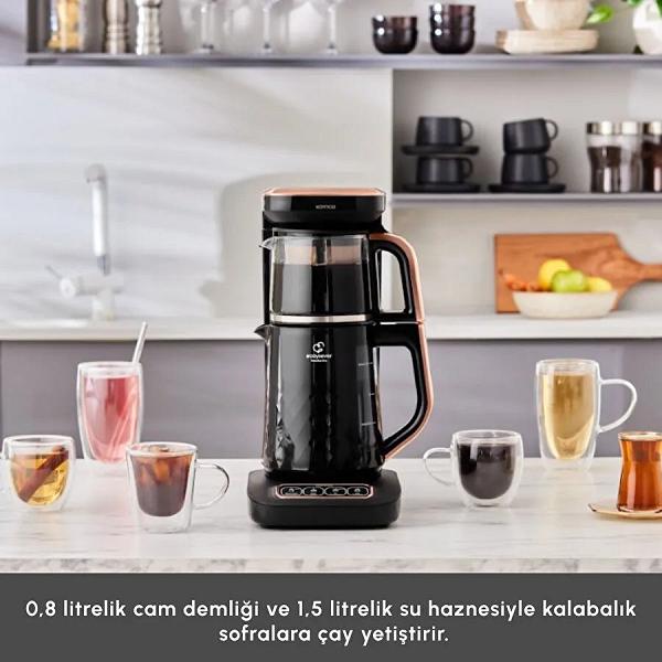 Karaca Çaysever Robotea Pro Quartz 4 in 1 Konuşan Çay Makinesi Black Copper